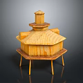 Handcrafted Wooden Decorative Structure With Multi Tiered Design And Small Tower On Top