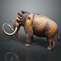 Detailed Brown Woolly Mammoth Figurine With Curved Tusks Standing Pose And Textured Fur Design