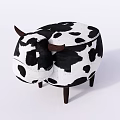 Cute Kids Cow Shaped Chair With Black White Spots And Wooden Legs