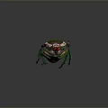 Colorful Beetle With Green White Brown Shell And Colorful Legs Close Up On Gray Background