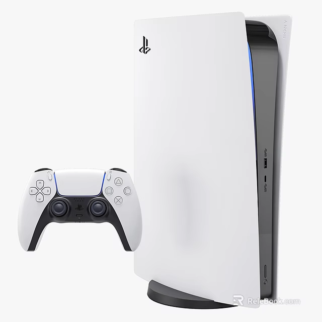 White PlayStation 5 Entertainment Console with Wireless Controller for Home Gaming Experience 3d model 