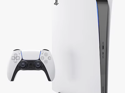 White PlayStation 5 Entertainment Console with Wireless Controller for Home Gaming Experience 3d model