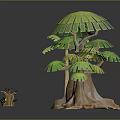 Different Types of Green Plants Including Tropical Trees and Small Grass