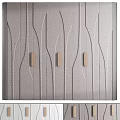 Sleek Modern Textured Wardrobe With Wavy Line Design And Wooden Handles