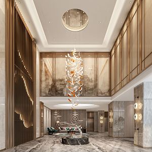 Modern Hall Hotel Lobby Reception Area 3d model