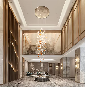 Modern Hall Hotel Lobby Reception Area 3d model