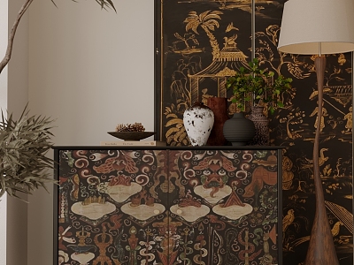 Quiet New Chinese Decorative Cabinet model