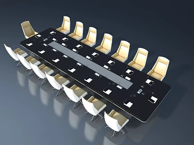 Swing Door Design For Modern Conference Room With Long Table And Chairs 3d model