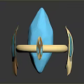 Stylish Ring Design With Conical Blue Gemstone And Shiny Golden Accents