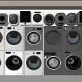 Various Front Loading Washing Machines In White And Gray Different Models 3d model