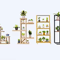 Decorative Indoor Plant Stands With Multiple Tiers Holding Various Small Plants