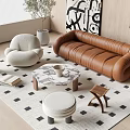 Modern sofa coffee table combination 3d model