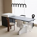 Modern Dining Table and Chair Combination Dining Chair Island Table Dining Table Chandelier 3d model