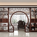 Chinese Moon Door Partition Antique Frame 3d model