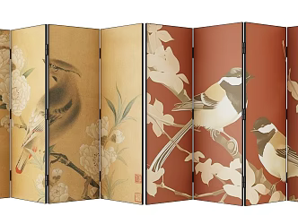 French Antique Flower and Bird Screen 3d model