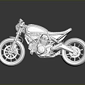 Silver Custom Motorcycle With Shiny Metallic Finish And Reflection On Black Surface 3d model
