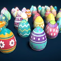 Easter Bunny Themed Colorful Decorated Eggs For Festive Spring Celebration 3d model