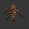 Character Piloted Mechanical Bio Creature Featuring Multi Winged Structure And Spiral Base Design 3d model