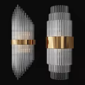 Modern Wall Lamps With Transparent Striped Glass And Gold Metal Ring Design
