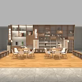 Leisure Area Interior Design With Wooden Bookshelves White Tables Chairs And Open Layout