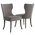 Elegant Gray Fabric Accent Chair With Textured Backrest And Dark Wooden Legs