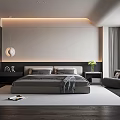 Modern Bedroom Interior Design With Large Bed Nightstands Pendant Light Area Rug And Armchair