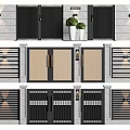 Modern Entrance Gate Designs With Metal Frames Wall Lights And Decorative Plants