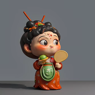 Tang Dynasty Beauty Ladies Tang Dynasty Ladies Tang Dress Beauty Ornaments Hand-held 3d model