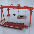 Various Ship Models Including Oil Tanker Container Vessel With Cranes And Containers