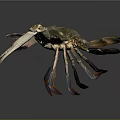 Detailed Green And Brown Crab With Large Claws And Colorful Legs
