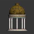 Elegant Architectural Structure Featuring Golden Dome White Columns And Decorative Base