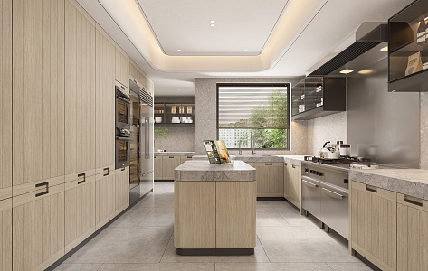 Villa Log Wind Kitchen Electrical Cabinet Integrated Stove Wine Cabinet Oven Dishwasher 3d model