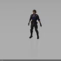 3D Male Sci Fi Character In Tactical Black Blue Outfit With Gloves Belt And Boots