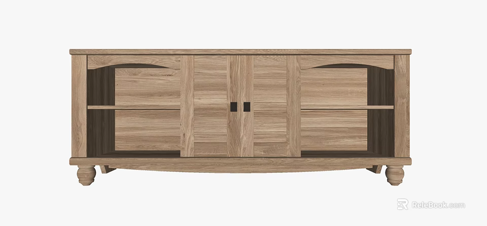 Modern Wooden Entryway Cabinet Sideboard Design With Storage Drawers And Doors 3d model 