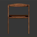 Modern Minimalist Single Chair with Wooden Frame and Brown Seat Surface