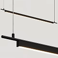 Modern Long Linear Pendant Lights With Black Metal Frame And LED Illumination