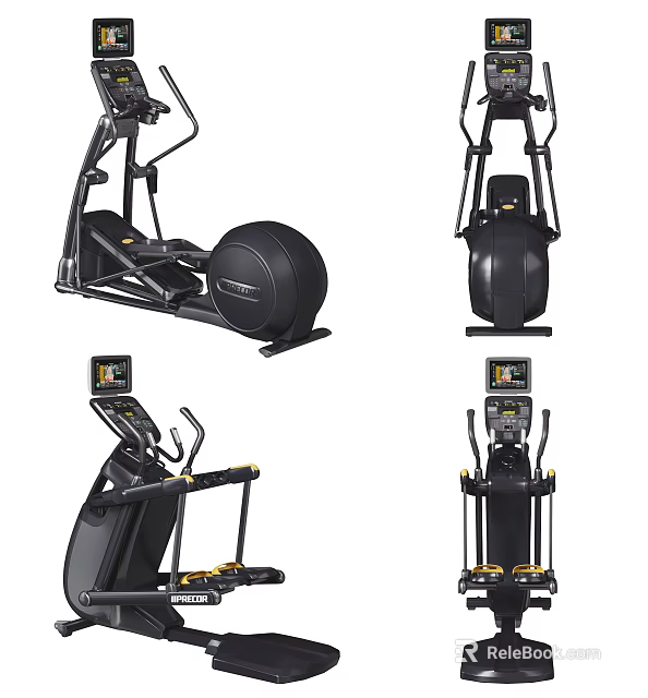 Modern Black Fitness Equipment With Digital Display And Control Panel Shown In Various Angles 3d model 