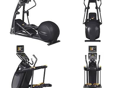 Modern Black Fitness Equipment With Digital Display And Control Panel Shown In Various Angles 3d model