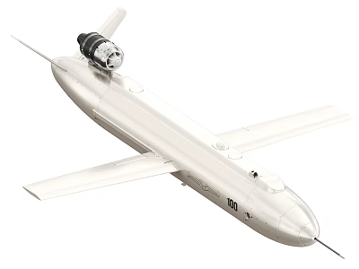 White Unmanned Aerial Weapon Drone With Rear Engine Wings And Body Number 001 3d model