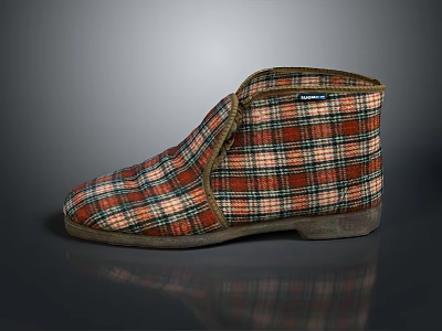 Warm Plaid Pattern Indoor Slippers With Comfortable Sole And Soft Lining 3d model
