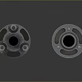 Detailed 3D Render of Two Metal Cylindrical Weapon Parts with Spiral Grooves and End Holes