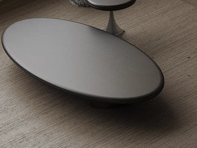 Modern Sofa Coffee Table Set With Oval Black Top And Sleek Minimalist Design 3d model