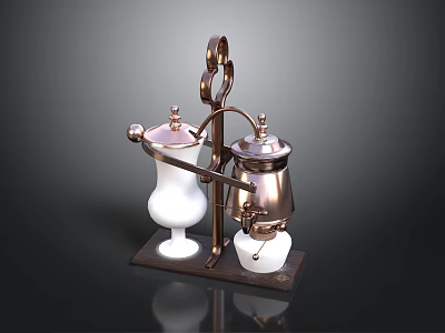 Retro Electronic Coffee Maker With Copper And White Design For Modern Kitchen 3d model