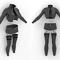 Stylish Black Leather Jacket Outfit With High Waist Shorts And Thigh High Stockings