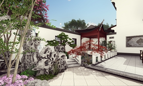 Courtyard landscape SU model 3d model