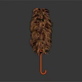 Soft Brown Feather Duster With Orange Handle For Household Cleaning Use 3d model