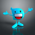 Blue Cartoon Game And Movie Character With Happy Smile And Open Arms