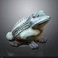 Decorative Turquoise and Orange Frog Sculpture with Bumpy Texture on Dark Background 3d model