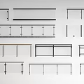 Modern guardrail simple railing combination 3d model