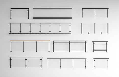 Modern guardrail simple railing combination 3d model